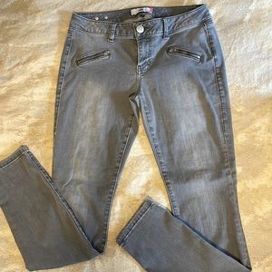 CAbi Gray skinny jeans with zipper pockets
